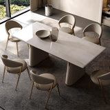 Modern Ergonomic Back Faux Leather Upholstered Dining Chair Image - 6