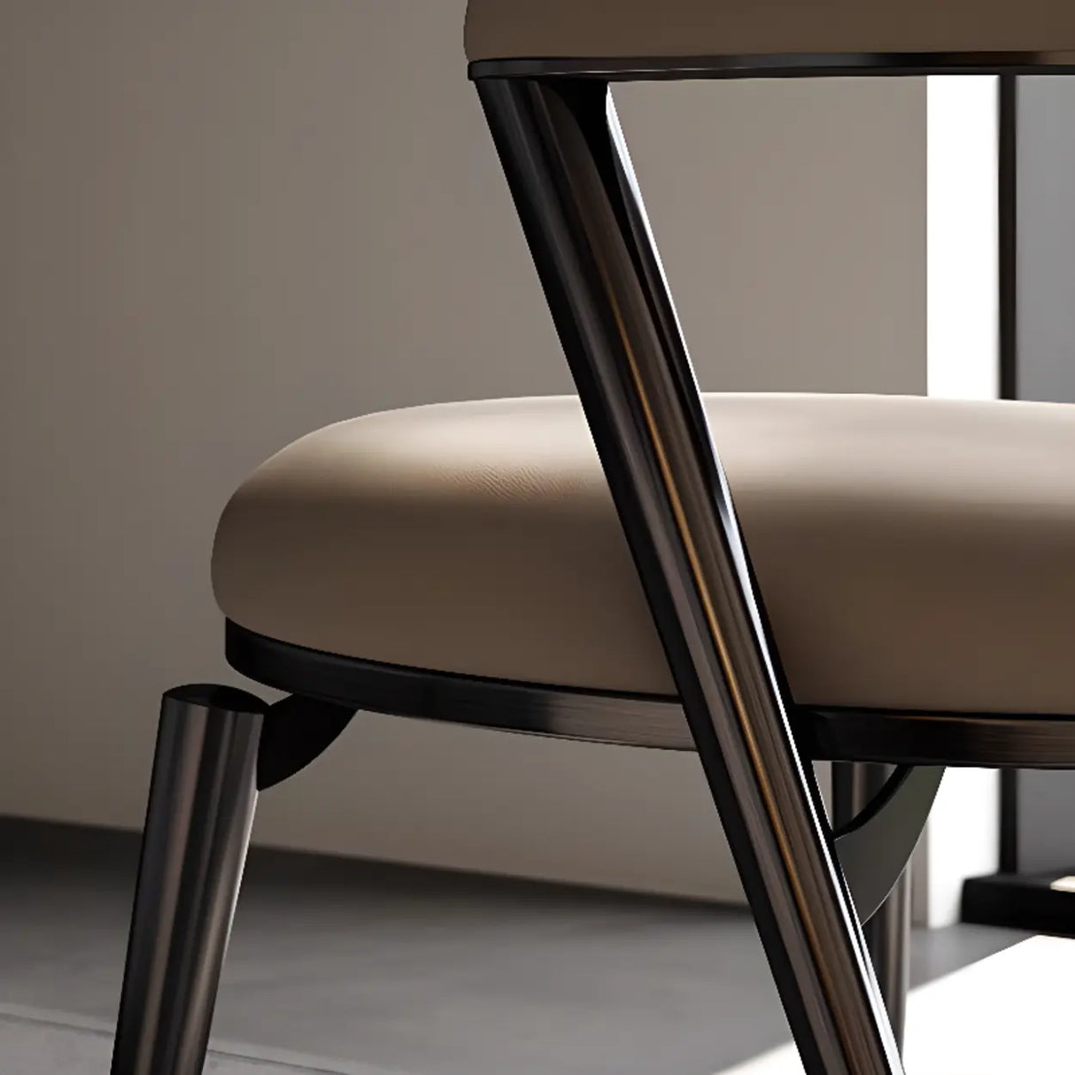 Modern Ergonomic Back Faux Leather Upholstered Dining Chair Image - 8