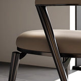 Modern Ergonomic Back Faux Leather Upholstered Dining Chair Image - 8