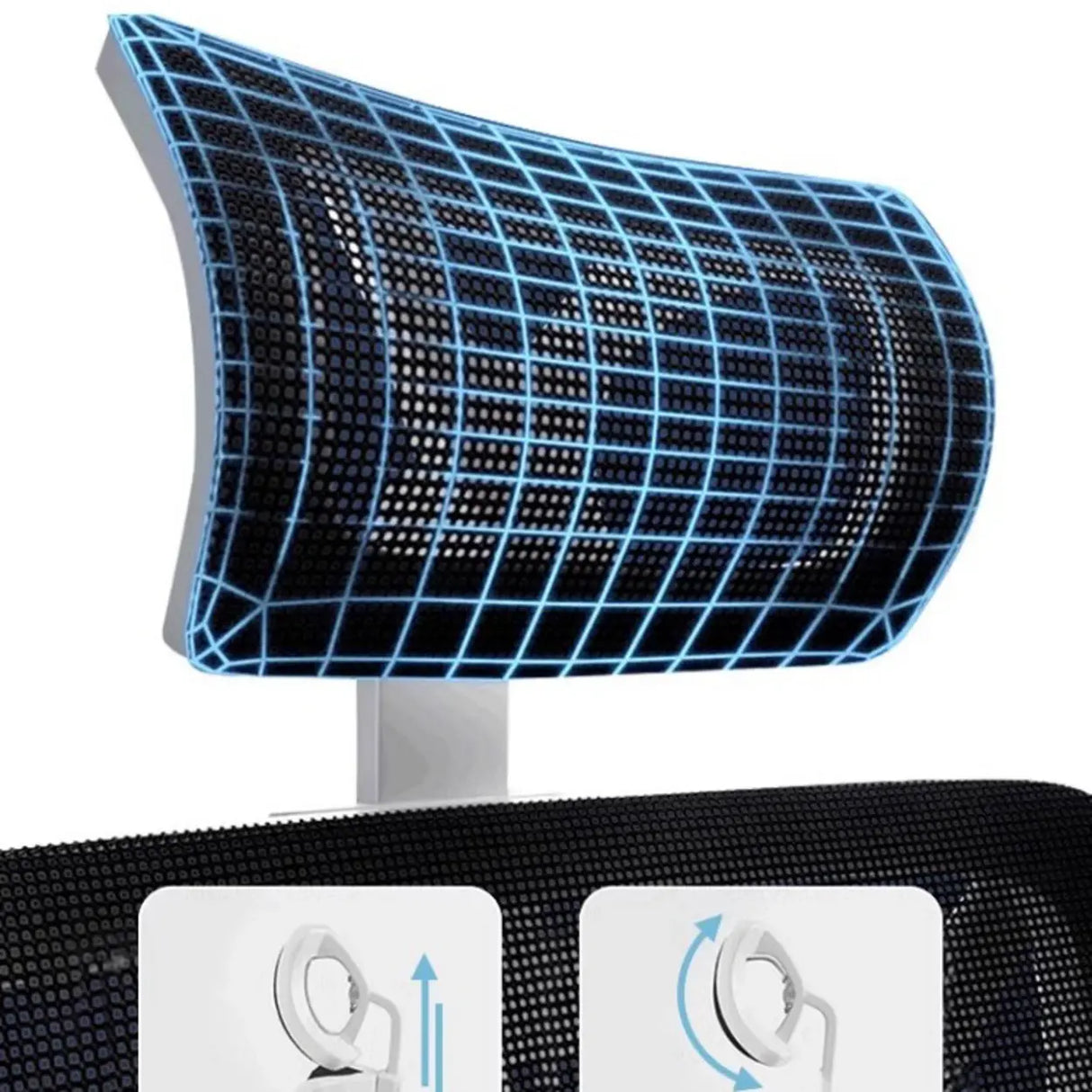 Modern Ergonomic Black Mesh Office Chair with Headrest Image - 10
