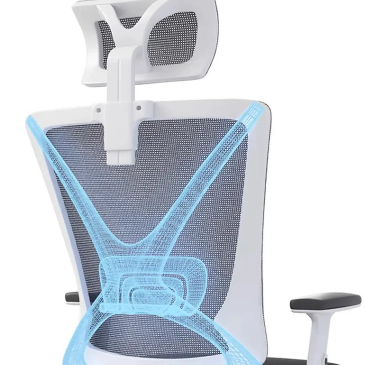 Modern Ergonomic Black Mesh Office Chair with Headrest Image - 12