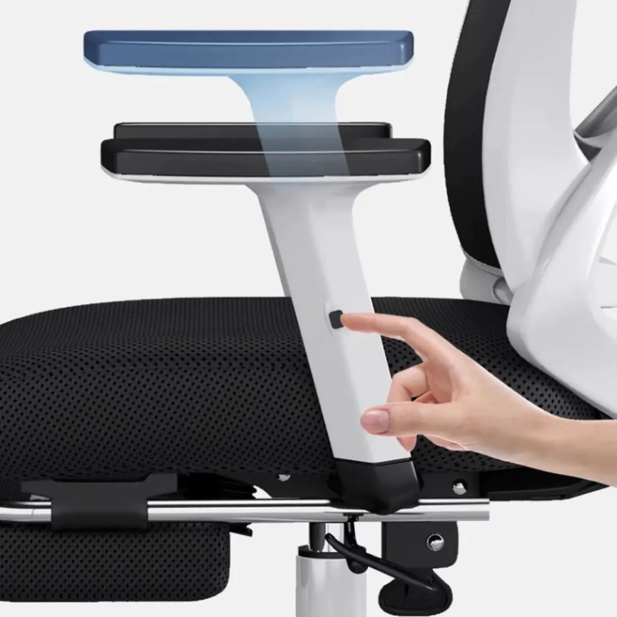 Modern Ergonomic Black Mesh Office Chair with Headrest Image - 13