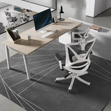 Modern Ergonomic Black Mesh Office Chair with Headrest Image - 17