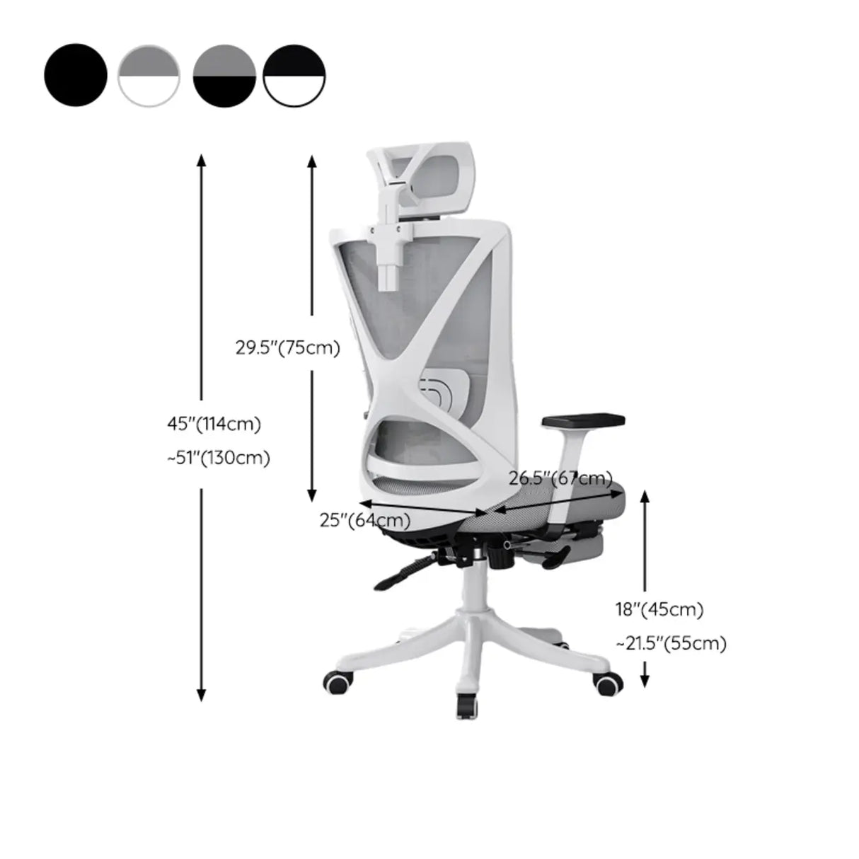 Modern Ergonomic Black Mesh Office Chair with Headrest 