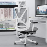 Modern Ergonomic Black Mesh Office Chair with Headrest Image - 7