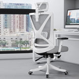 Modern Ergonomic Black Mesh Office Chair with Headrest Image - 8