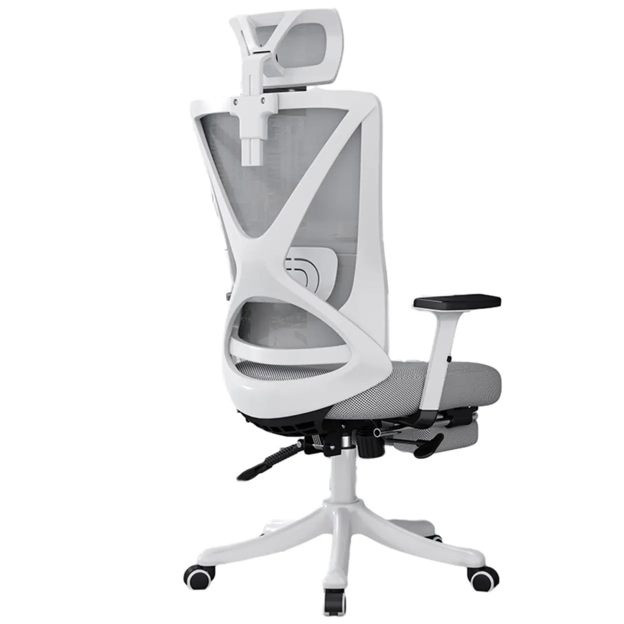 Modern Ergonomic Black Mesh Office Chair with Headrest Image - 9