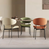 Modern Ergonomic Curved Back Upholstered Dining Chairs Image - 4