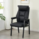 Modern Ergonomic Faux Leather Black Office Chair Image - 1