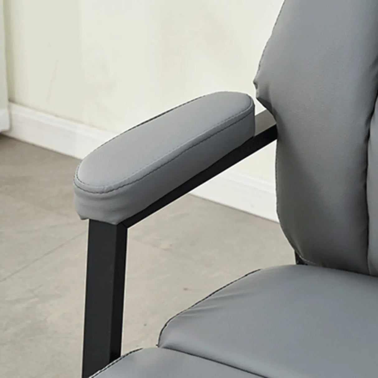 Modern Ergonomic Faux Leather Black Office Chair Image - 10