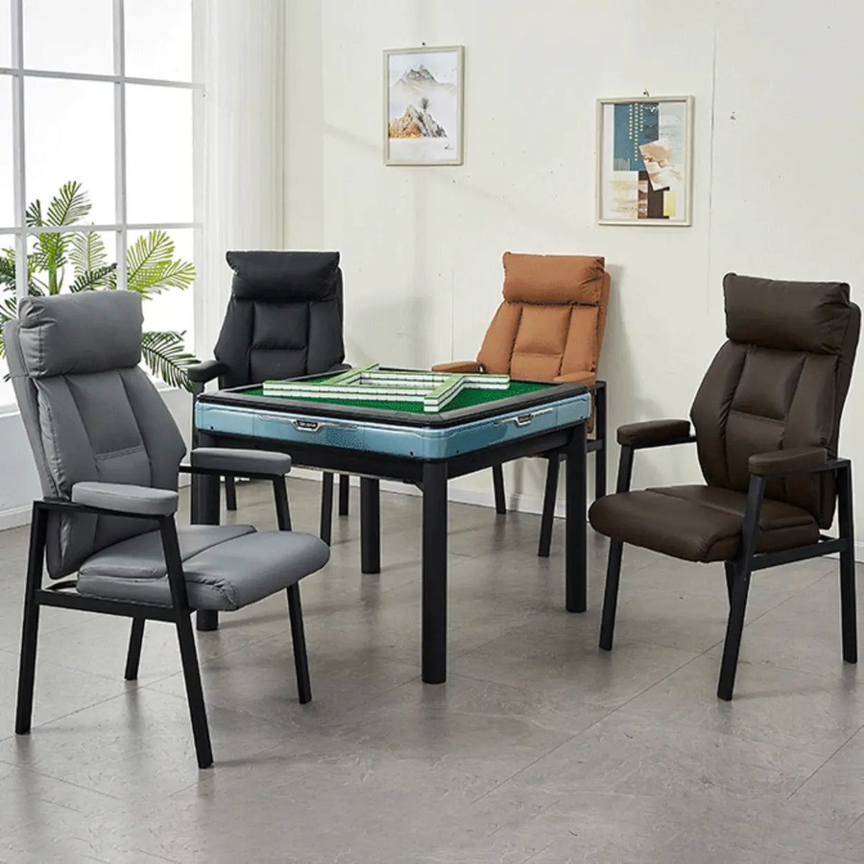 Modern Ergonomic Faux Leather Black Office Chair Image - 16