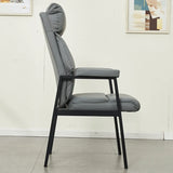 Modern Ergonomic Faux Leather Black Office Chair Image - 18