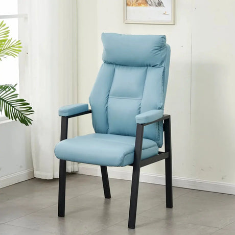 Modern Ergonomic Faux Leather Black Office Chair Image - 2