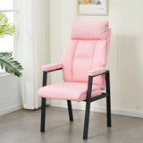 Modern Ergonomic Faux Leather Black Office Chair Image - 5