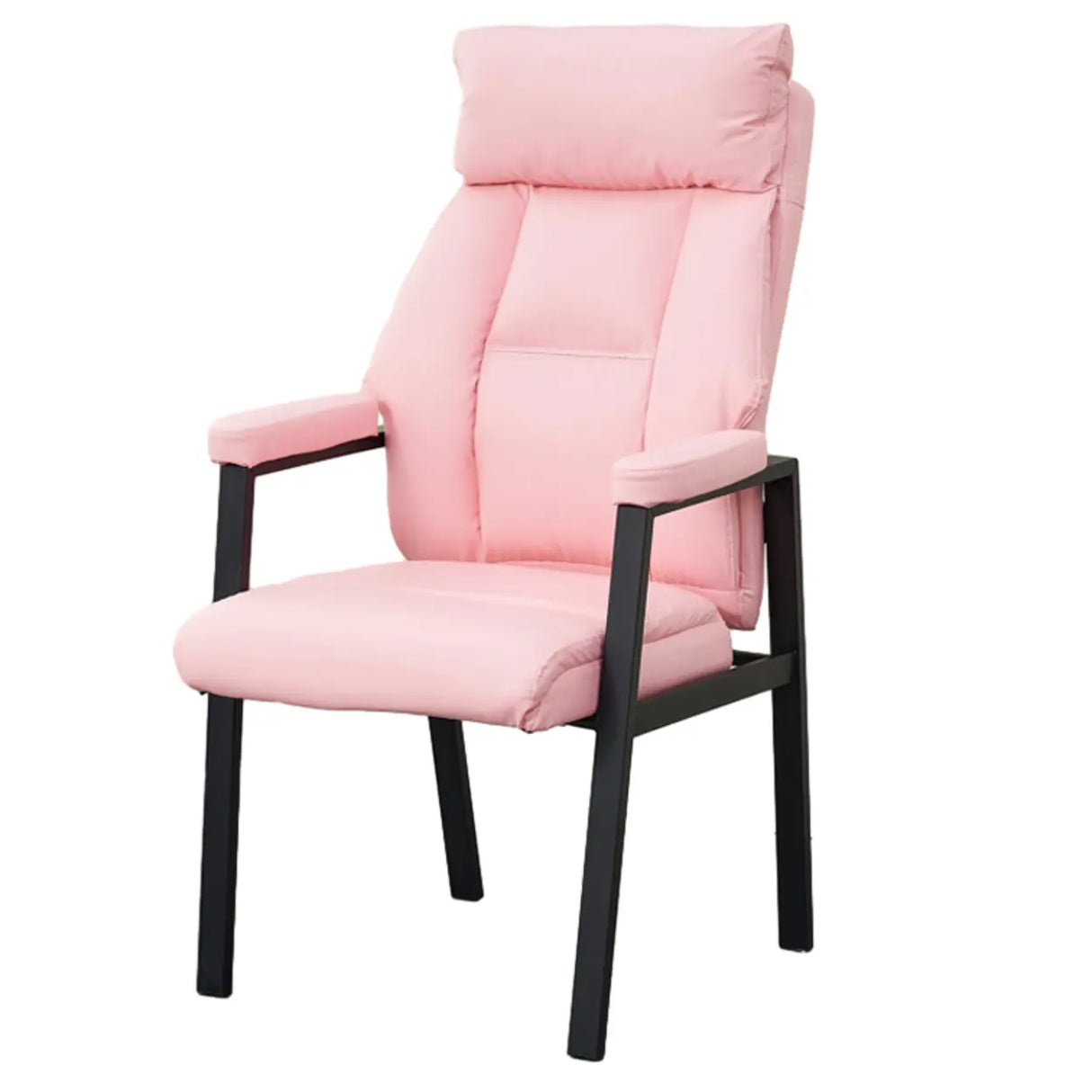 Modern Ergonomic Faux Leather Black Office Chair Image - 9