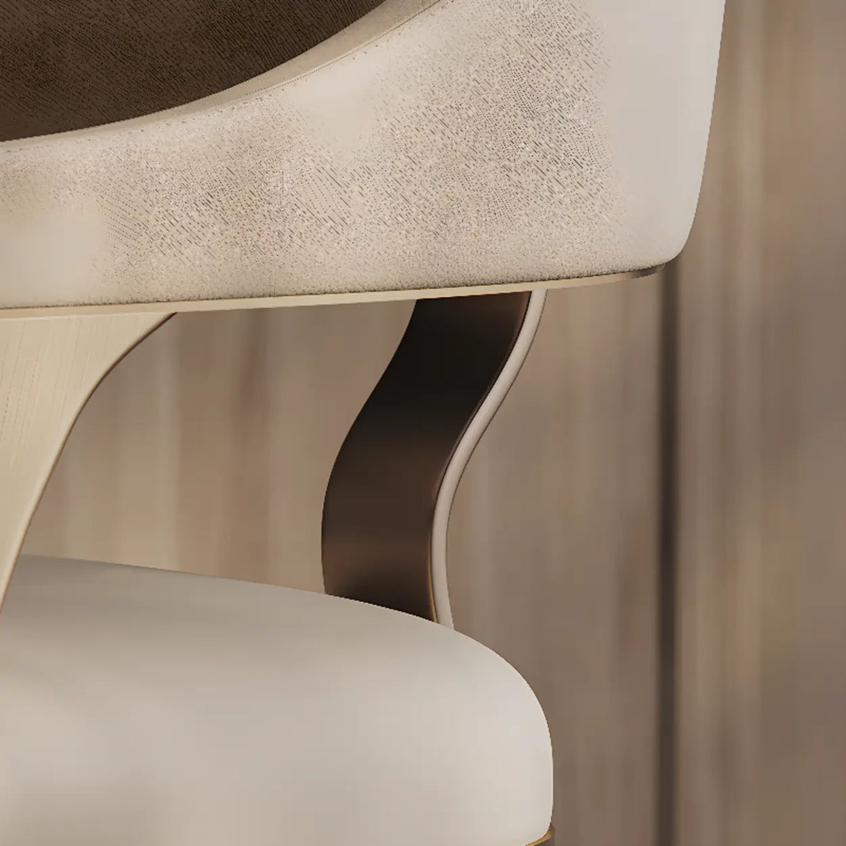 Modern Ergonomic Leather Arm Dining Chair with Padded Seat Image - 5