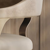 Modern Ergonomic Leather Arm Dining Chair with Padded Seat Image - 5