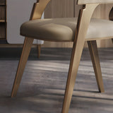 Modern Ergonomic Leather Arm Dining Chair with Padded Seat Image - 6