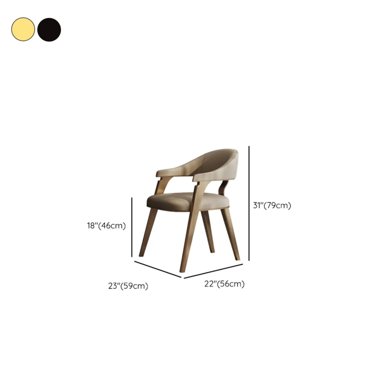 Modern Ergonomic Leather Arm Dining Chair with Padded Seat 
