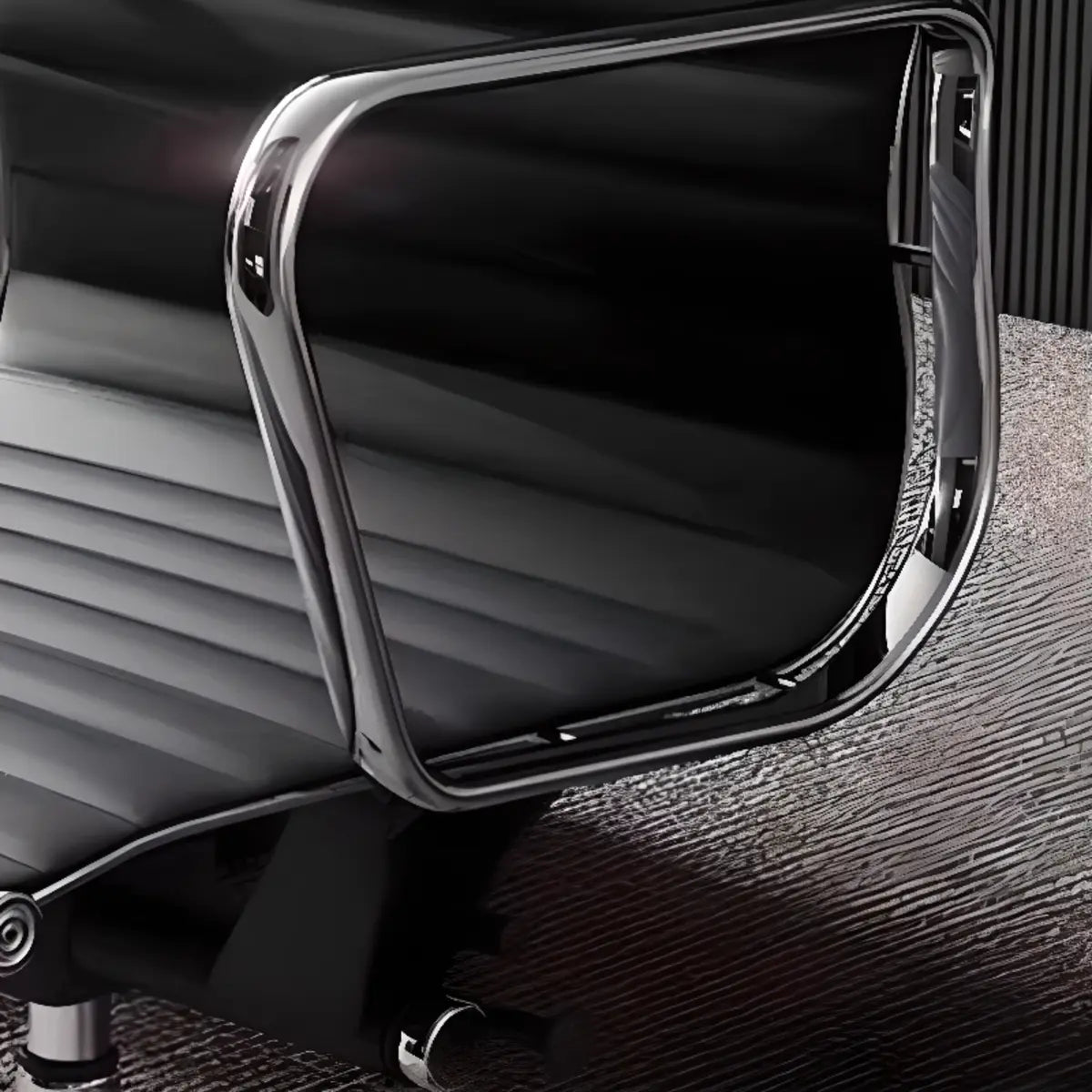 Modern Ergonomic Leather Black Adjustable Office Chair Image - 11