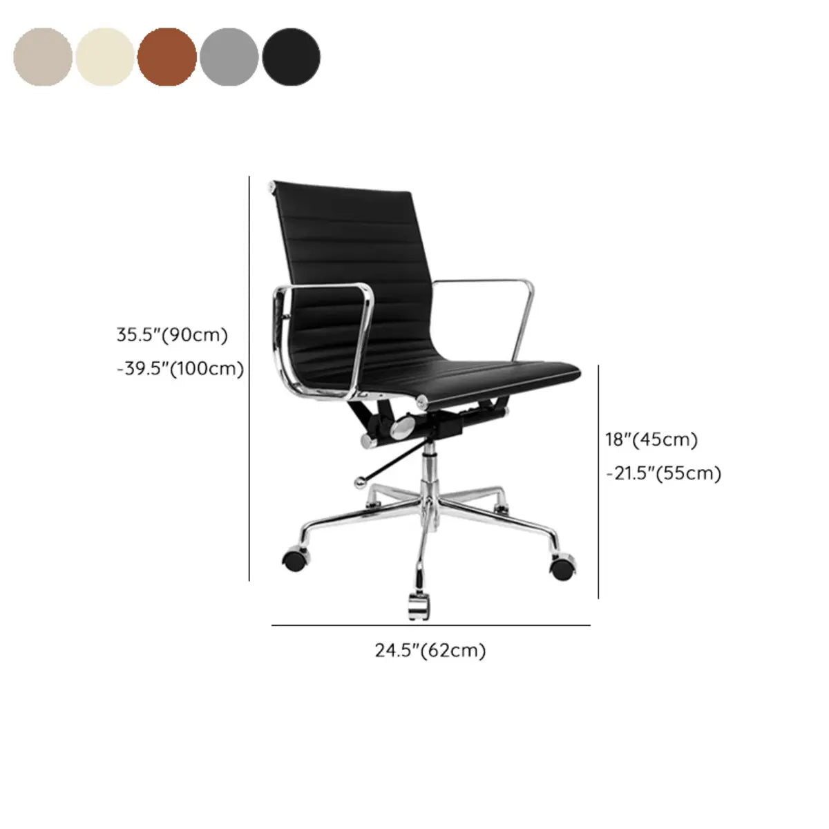 Modern Ergonomic Leather Black Adjustable Office Chair 