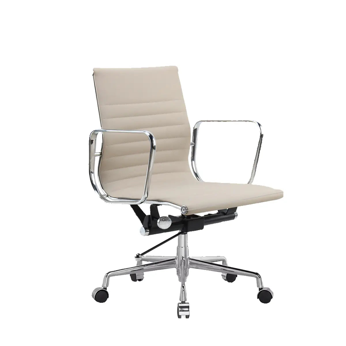 Modern Ergonomic Leather Black Adjustable Office Chair Image - 3