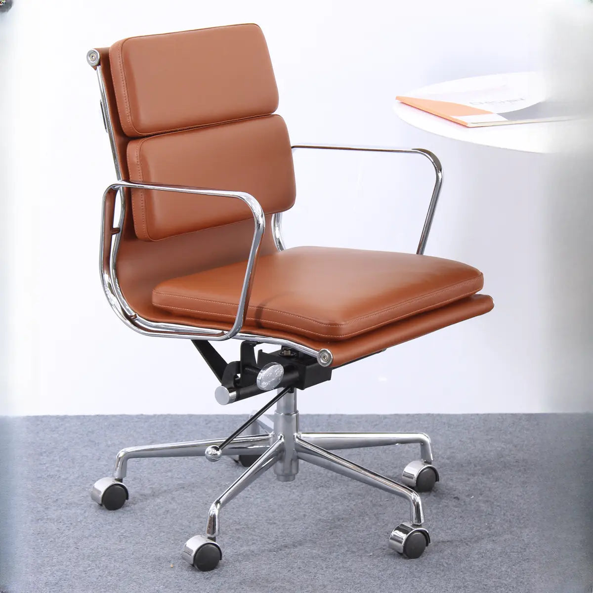 Modern Ergonomic Leather Black Adjustable Office Chair Image - 4