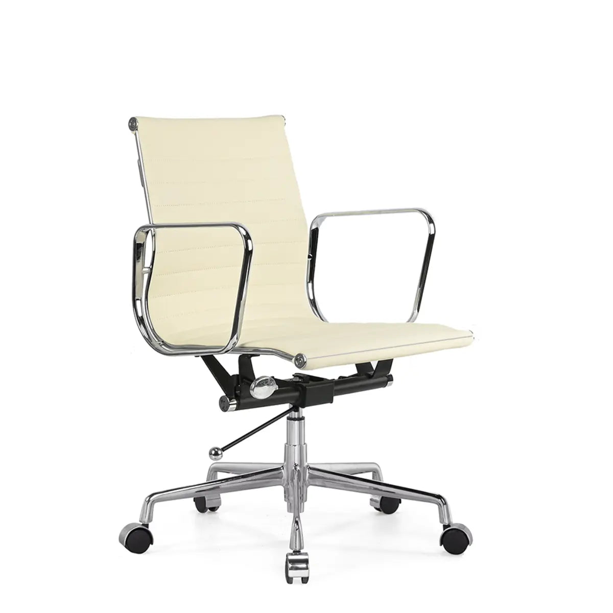 Modern Ergonomic Leather Black Adjustable Office Chair Image - 5