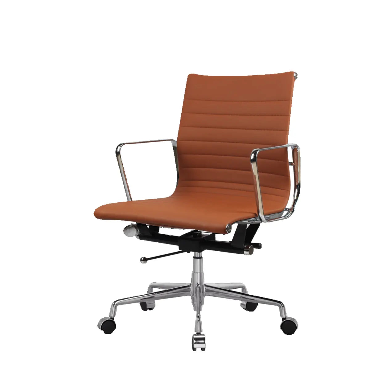 Modern Ergonomic Leather Black Adjustable Office Chair Image - 7