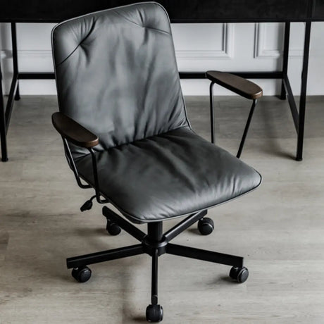 Modern Ergonomic Leather Lumbar Support Office Chair Image - 1