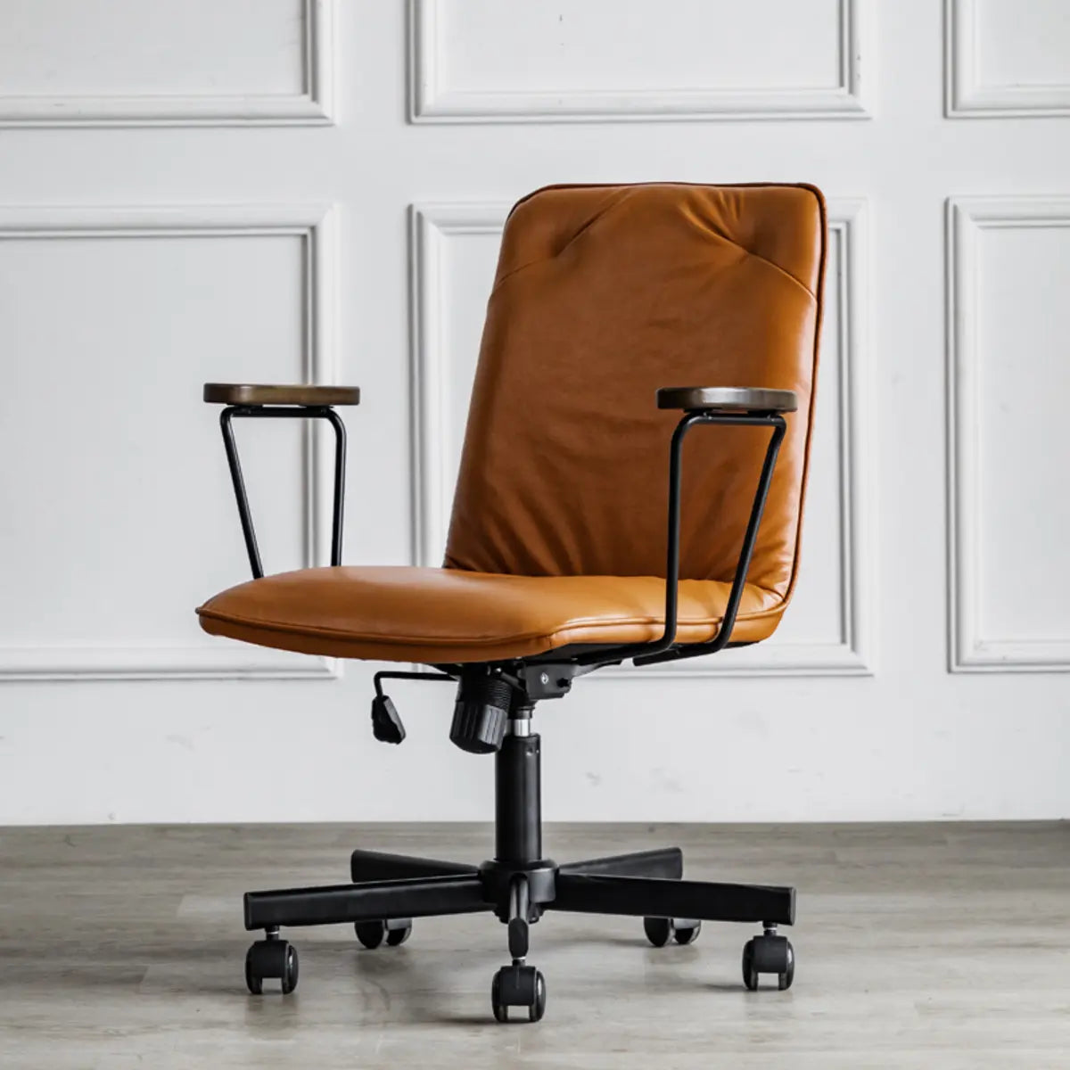 Modern Ergonomic Leather Lumbar Support Office Chair Image - 5