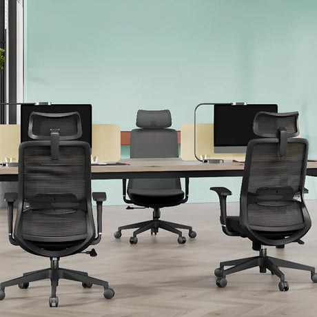 Modern Ergonomic Mesh Black Adjustable Back Office Chair Image - 2