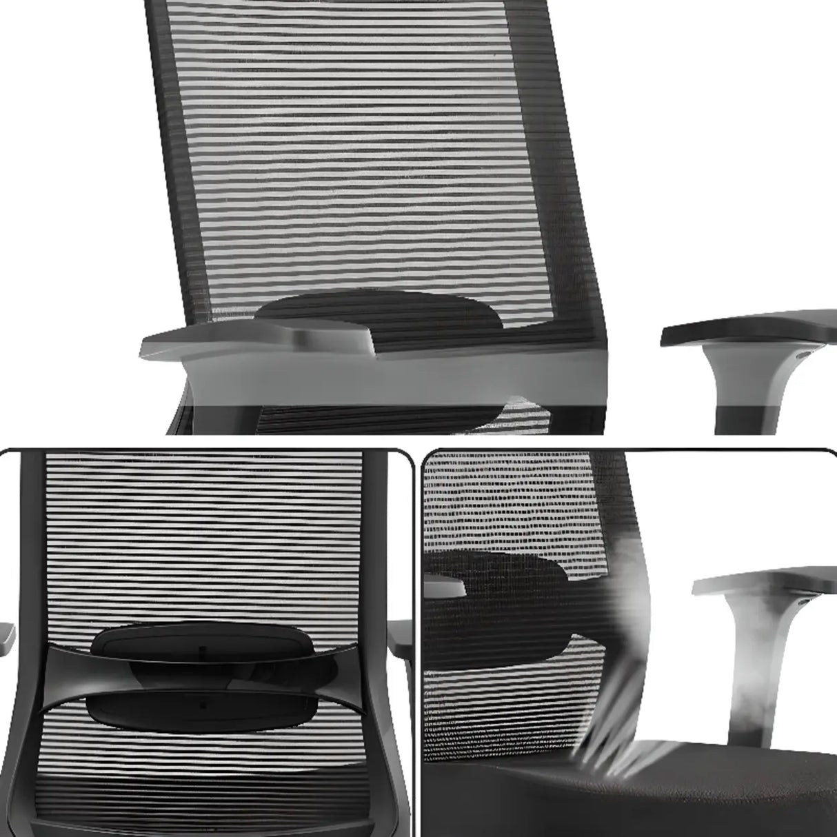 Modern Ergonomic Mesh Black Adjustable Back Office Chair Image - 9