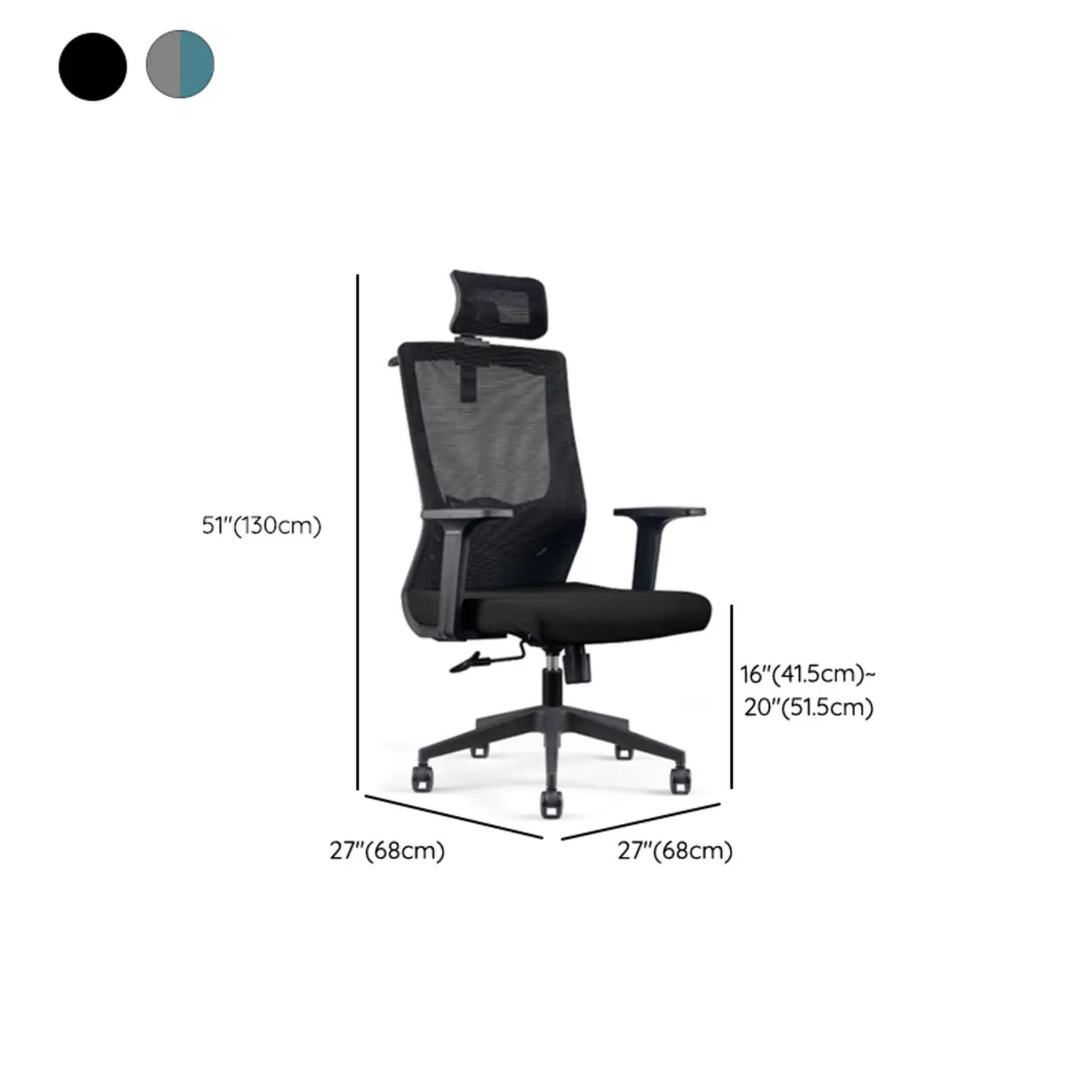 Modern Ergonomic Mesh Black Adjustable Lumbar Office Chair Image - 16