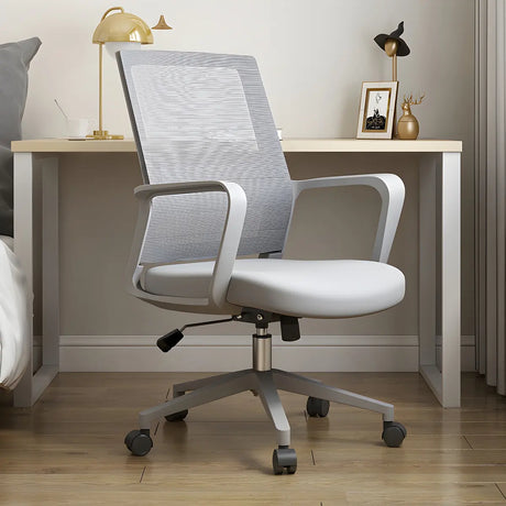 Modern Ergonomic Mesh Grey Office Chair with Wheels Image - 1