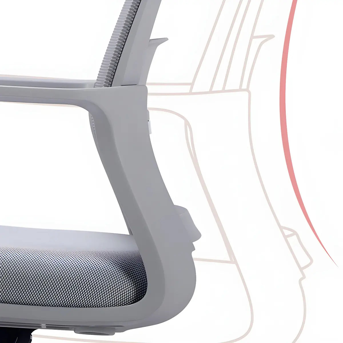 Modern Ergonomic Mesh Grey Office Chair with Wheels Image - 10