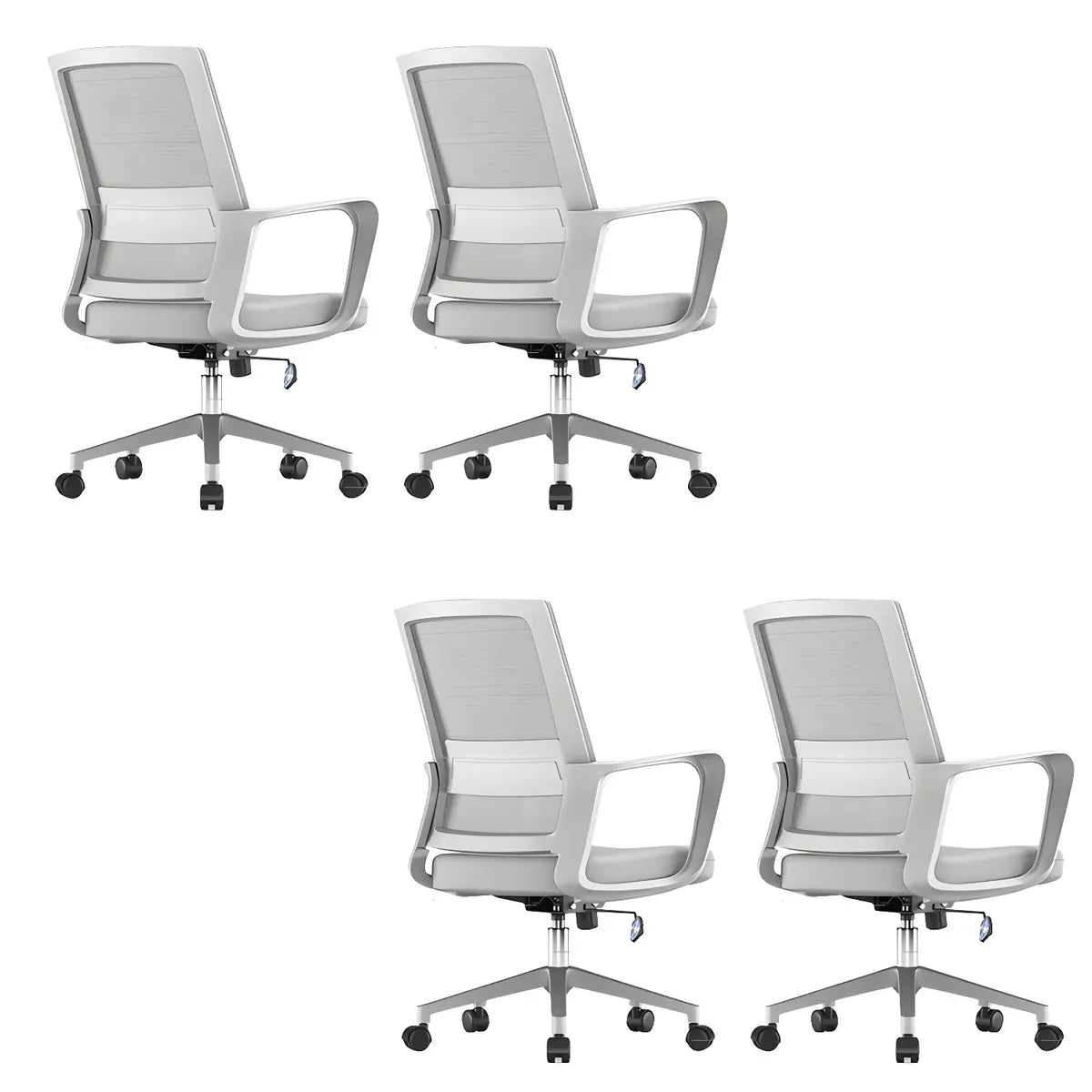 Modern Ergonomic Mesh Grey Office Chair with Wheels Image - 4