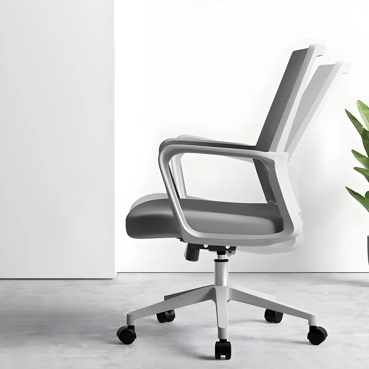 Modern Ergonomic Mesh Grey Office Chair with Wheels Image - 5