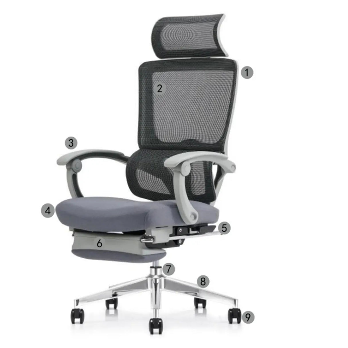 Modern Ergonomic Mesh High-Back Swivel Office Chair Image - 12