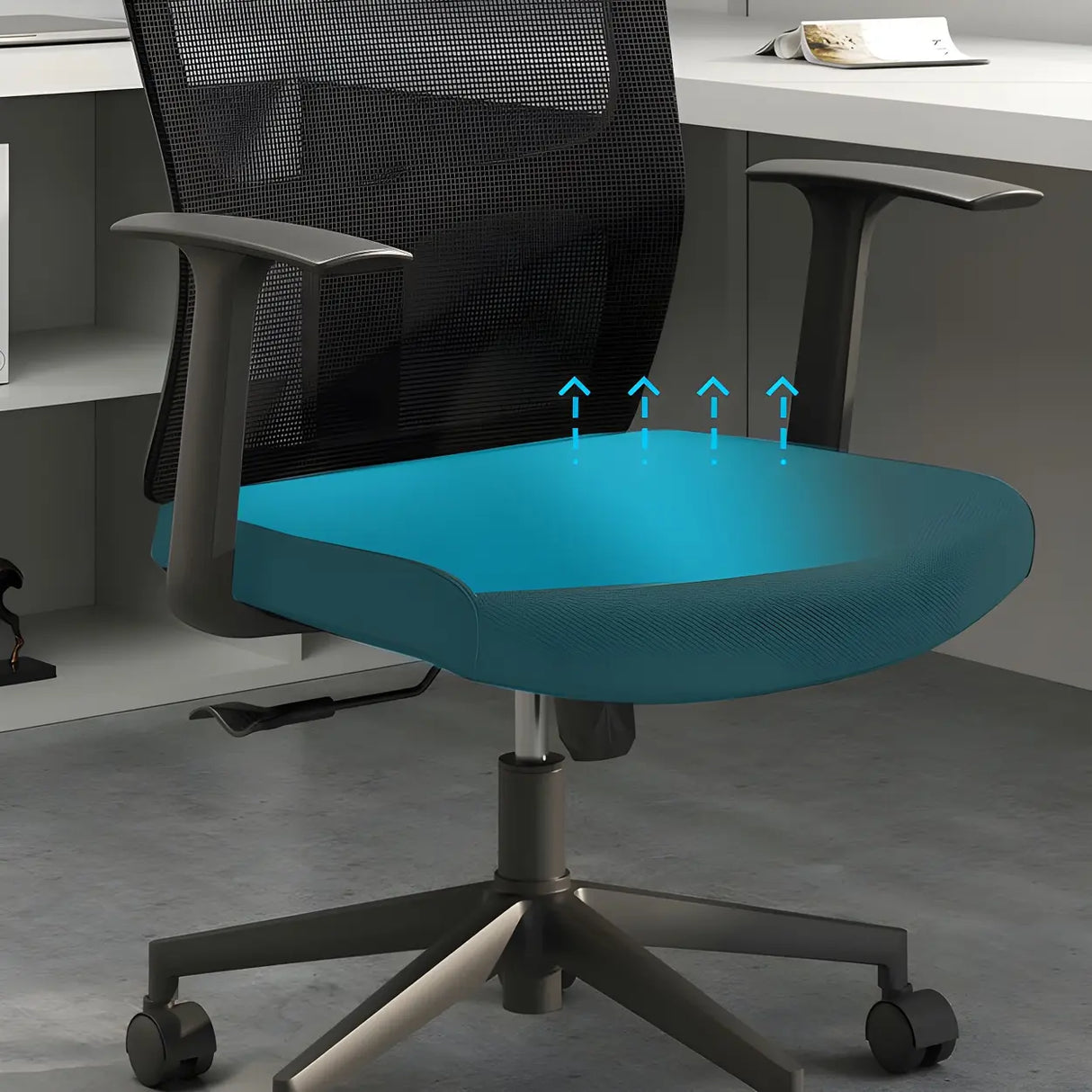 Modern Ergonomic Mesh Office Chair with Black Arms Image - 10