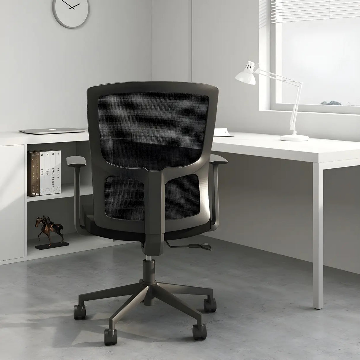 Modern Ergonomic Mesh Office Chair with Black Arms Image - 12