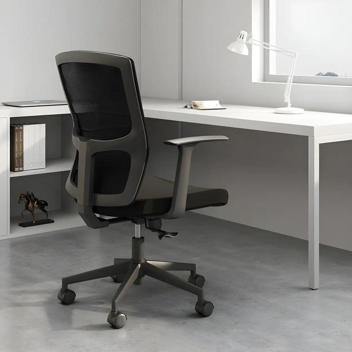 Modern Ergonomic Mesh Office Chair with Black Arms Image - 4