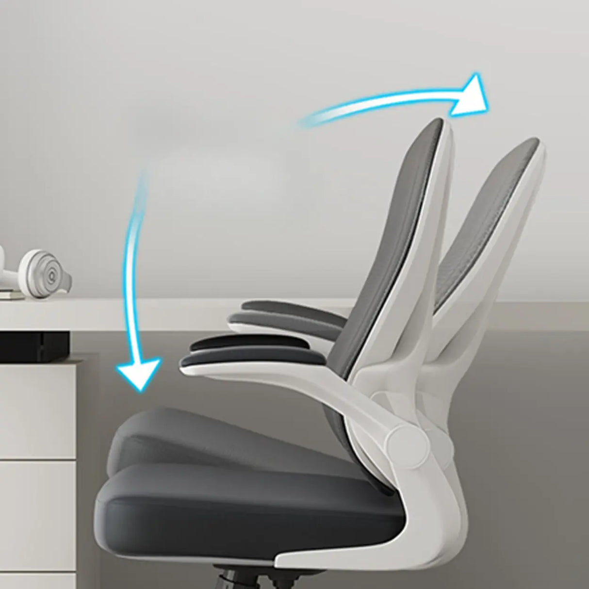 Modern Ergonomic Mesh White Office Chair with Armrest Image - 11