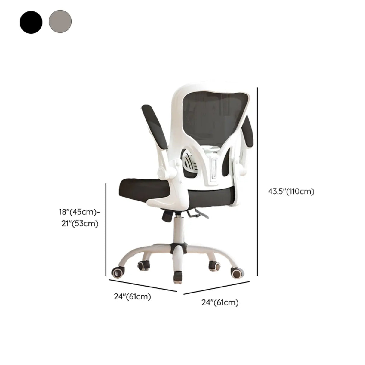Modern Ergonomic Mesh White Office Chair with Armrest Image - 13