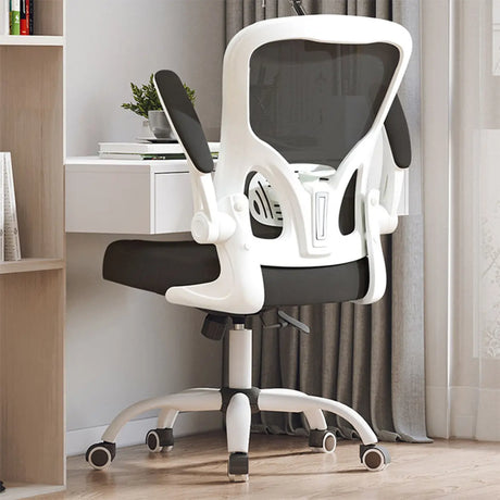 Modern Ergonomic Mesh White Office Chair with Armrest Image - 2