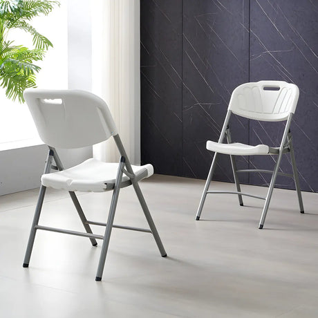 Modern Ergonomic Plastic Folding Office White Chair Image - 1
