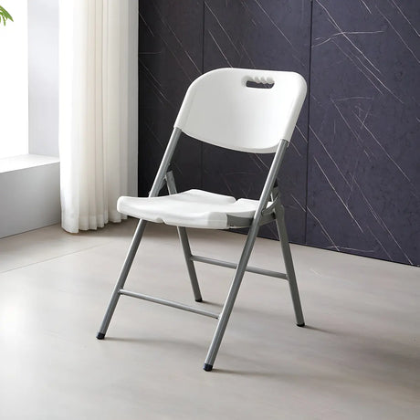 Modern Ergonomic Plastic Folding Office White Chair Image - 2