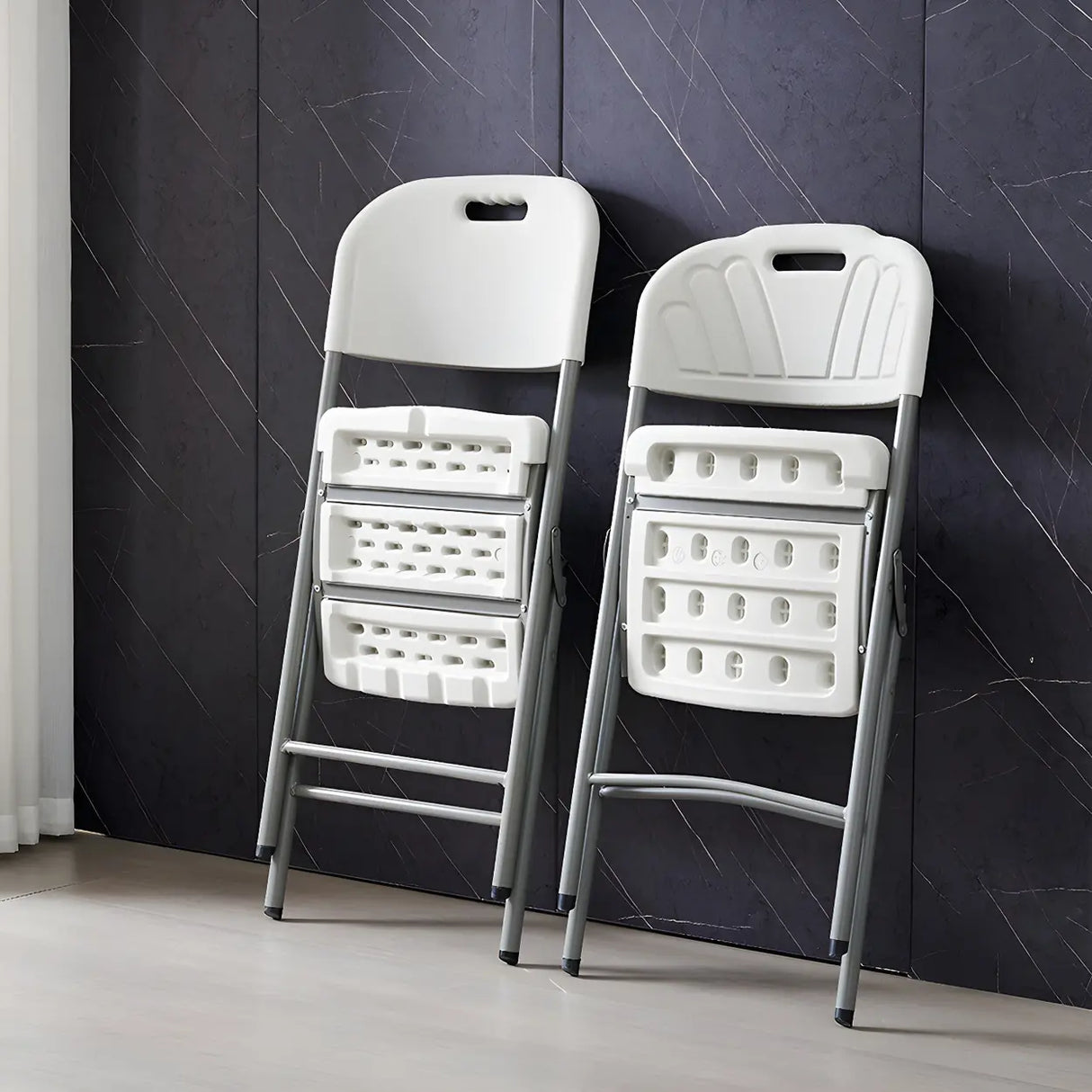 Modern Ergonomic Plastic Folding Office White Chair Image - 4