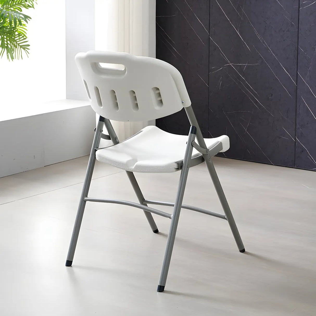 Modern Ergonomic Plastic Folding Office White Chair Image - 5