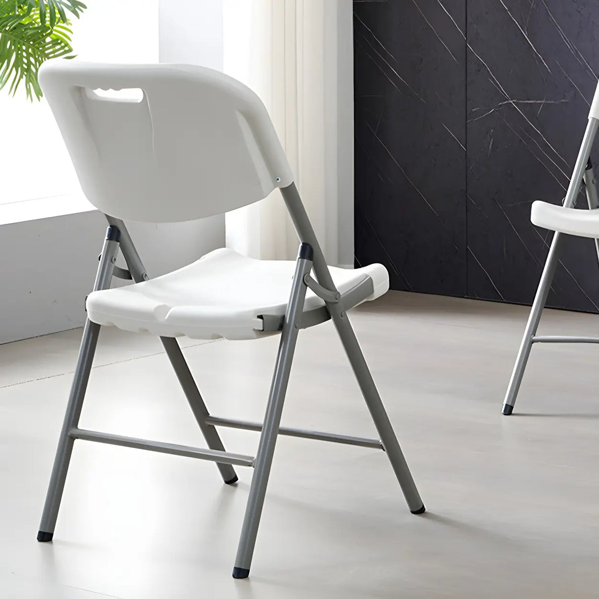 Modern Ergonomic Plastic Folding Office White Chair Image - 6